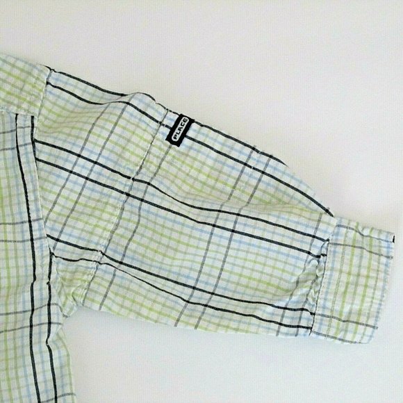 Childrens Place Button Up Shirt Infant Boys 6-9M Green Plaid Long Sleeve Collar‎ - Picture 2 of 6